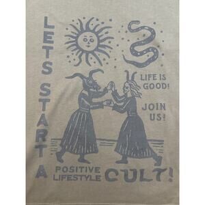 Life Is Good Women's Let's Start a Cult Crusher Boxy Cotton Green Hoodie Small